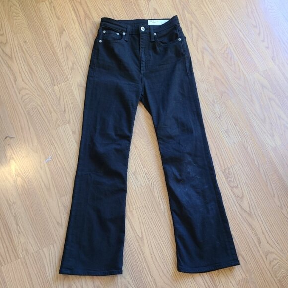NEW! RAG & BONE CASEY HIGH RISE ANKLE FLARE JEANS BLACK STRETCH DENIM sz 25 - Picture 2 of 7
